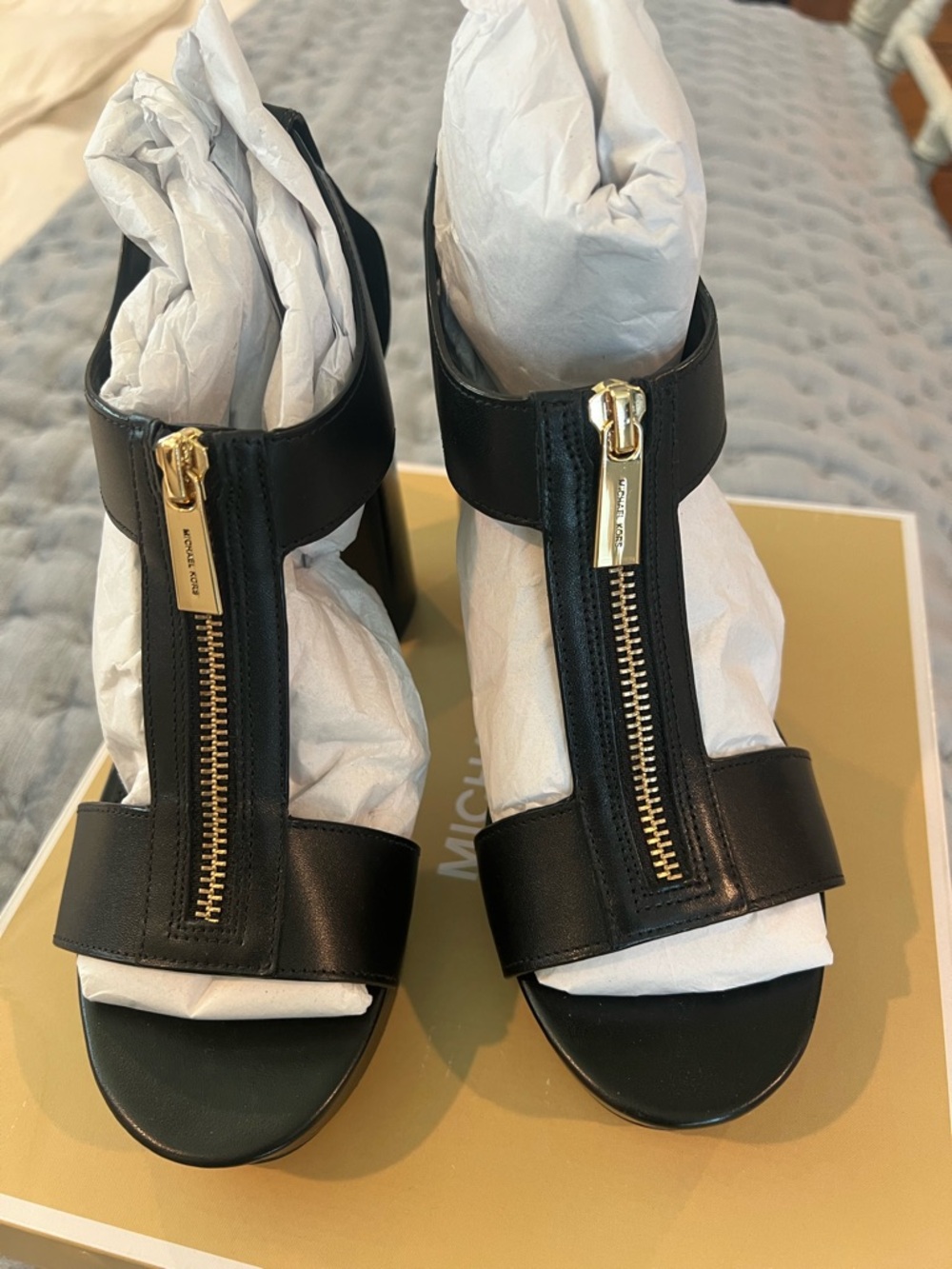 Michael Kors Black Leather Block Heel